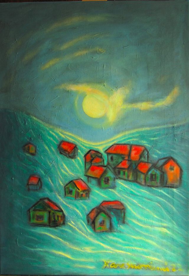 Red village 65 x 46  Oil on canvas.JPG